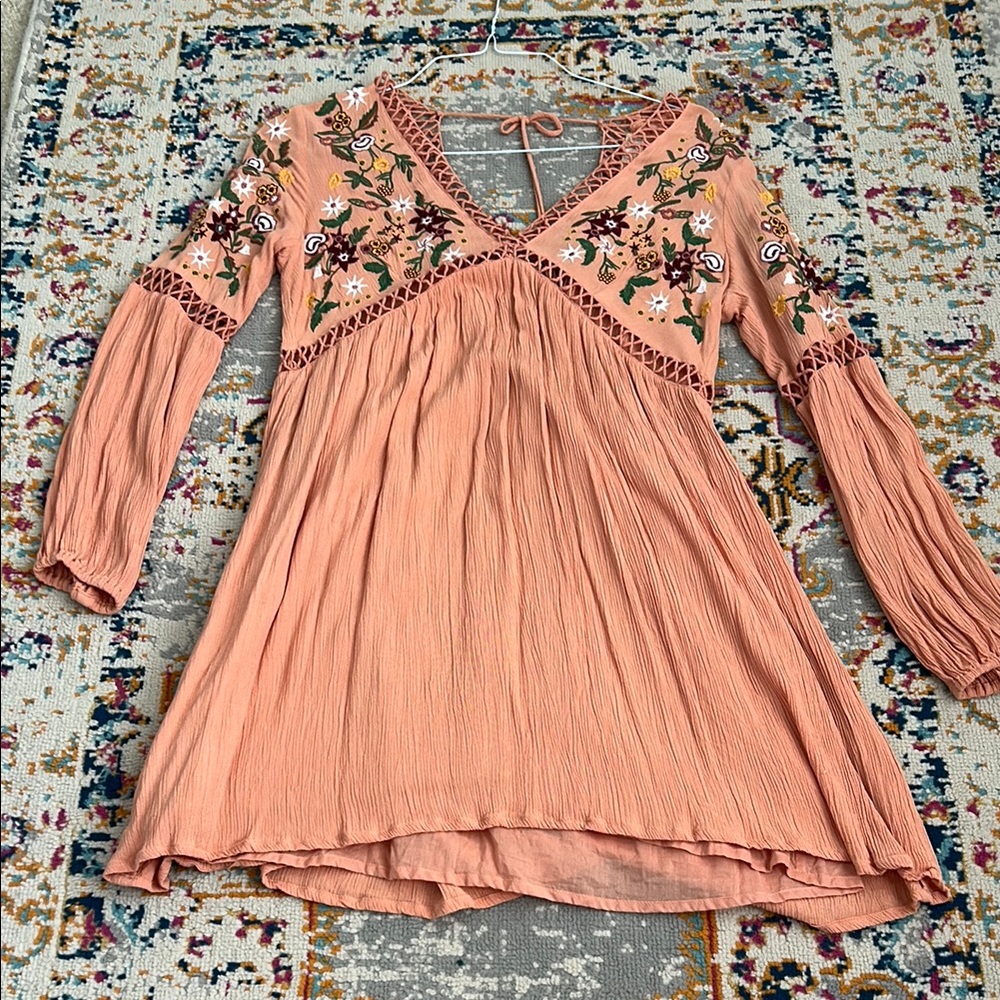 Altar'd State Coral Crochet Dress